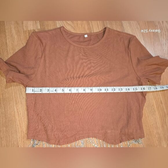 Brown Beaded Women's Top XL Nwot - Picture 4 of 10